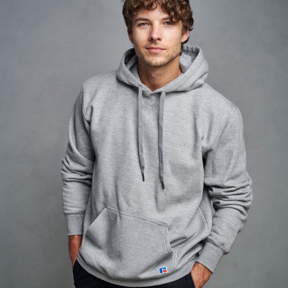 Russell Athletic Gray Pull Over Hoodie Sweatshirt
